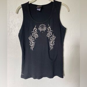 Vintage‎ Harley-Davidson Black Tank Top with Silver Tribal Design